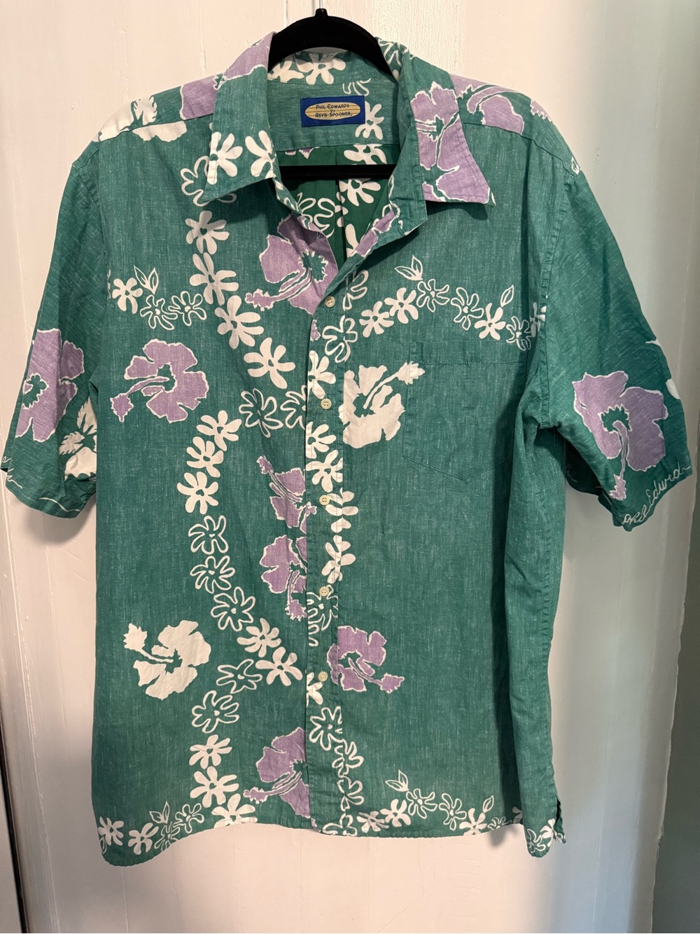 Phil Edwards Men's Green Floral Hawaiian shirt sleeve Button-Down Shirt